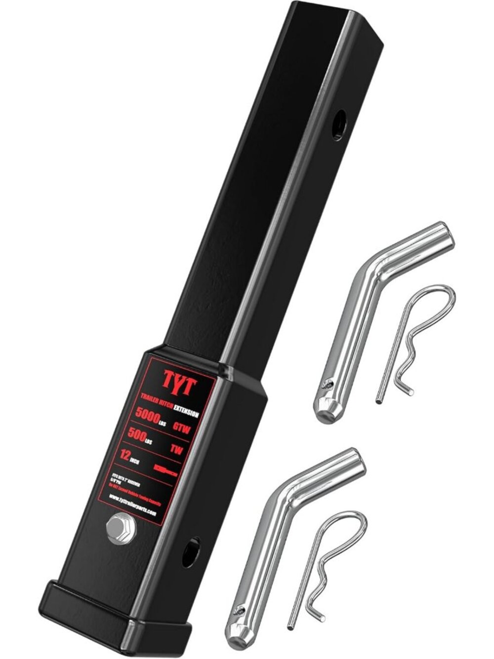 12-Inch Trailer Hitch Extender for 2" Receiver - Heavy Duty Towing Accessory